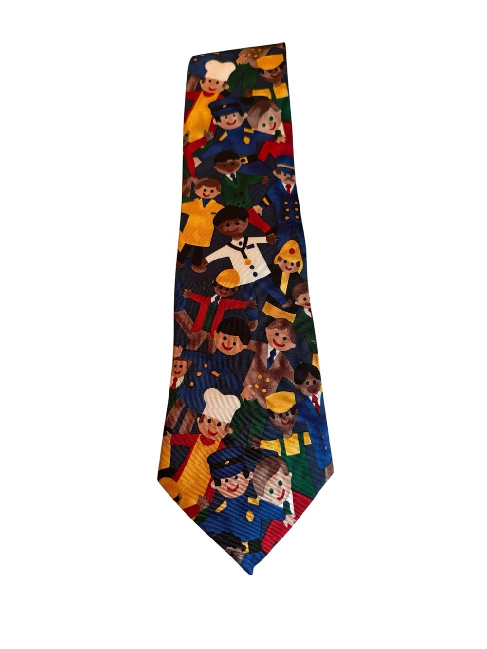 Save the Children “Dads” Occupation Pattern Navy Tie — Multicolor Print